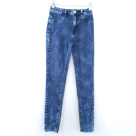 American Eagle Sky High Jegging Jeans Size 00 Dark with White Wash - Picture 1 of 7